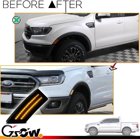 2 PCS Side Marker Lights for Ford Ranger Lariat XL XLT 2019-2023, Premium Ford Accessories 2019 2020 2021 2022 2023 Smoked Front Bumper Signal Lamps [Enhances Visibility] - Amber LED in Saudi Arabia