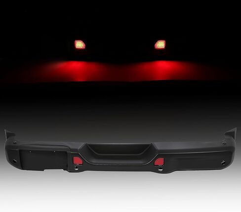 Rear Bumper Compatible with 2018-2024 Jeep Wrangler JL w/Room for Spare Tire Placement Diffuser Spoiler Board W/Sensor Hole & Tow Hook Hole Steel Black Powder Coated in Saudi Arabia
