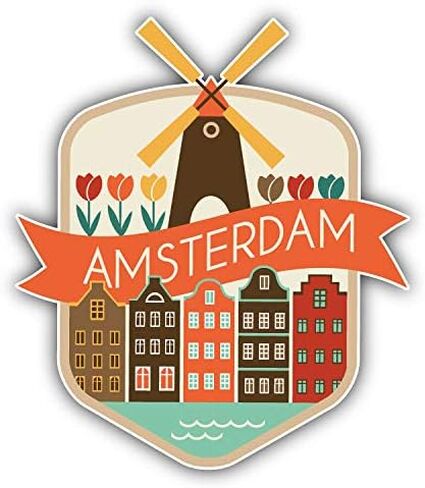 Magnet Amsterdam City Netherlands Travel Emblem Window Truck Car Vinyl Flexible Magnet Magnetic Bumper Sticker 4" x 5" in Saudi Arabia