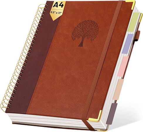Yoment Hardcover Spiral Notebook 8.5" x 11" Pink 5 Subject Notebook College Ruled with Dividers Tabs 300 Pages Large Leather Spiral Journal Notebooks for Work School Note-Taking Business in Saudi Arabia