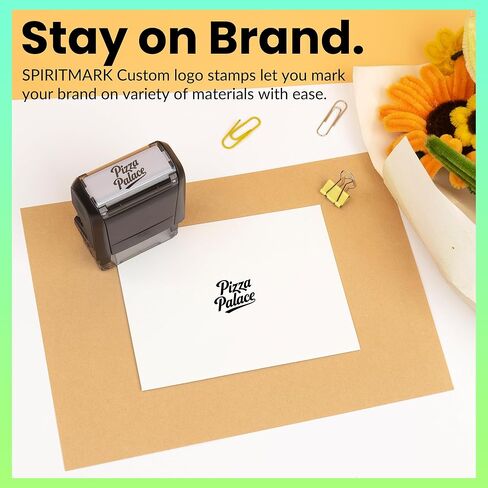ختم شعار SPIRITMARK المخصص - ختم مطاطي شخصي ذاتي التحبير - قم بتحميل شعارك للعلامة التجارية، وانطباعات واضحة ومتينة (صغير 0.55 بوصة × 1.55 بوصة) in Kuwait