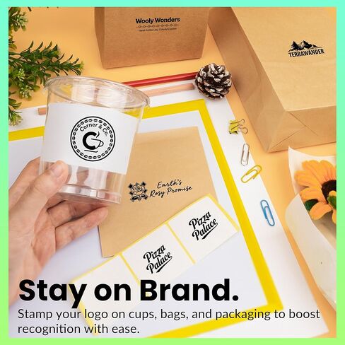 ختم شعار SPIRITMARK المخصص - ختم مطاطي شخصي ذاتي التحبير - قم بتحميل شعارك للعلامة التجارية، وانطباعات واضحة ومتينة (صغير 0.55 بوصة × 1.55 بوصة) in Kuwait