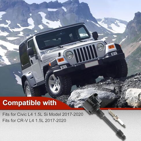 UF781 4 قطع حزمة ملف الإشعال 95660 شمعات الإشعال إيريديوم مناسبة لهوندا CRV L4 1.5L 2017-2020 لـ Civic 2.0L 2017-2020 عبوات لفائف الإشعال البديلة للسيارات IGC0095 8010843 in Saudi Arabia
