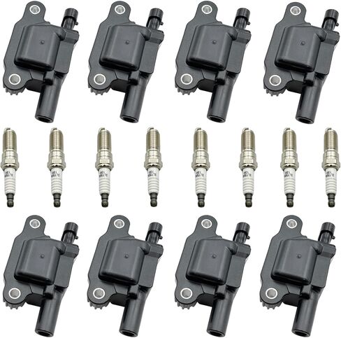 8pcs Ignition Coil and Spark Plugs Replacement for Chevy Silverado Suburban Tahoe, GMC Sierra Yukon, Cadillac, Buick 4.8L 5.3L 6.0L 6.2L in Saudi Arabia