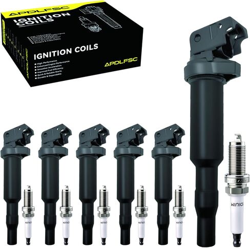 Set of 6 Ignition Coil Pack and Spark Plugs Fits for 2008 2009 2010 2011 2012 2013 BMW 128i 325xi 328i 328xi 330i 330xi 525xi 528i xDrive 530i 530xi X3 X5 Z4 Replaces UF592 C1638 in Saudi Arabia