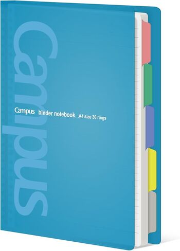 KOKUYO 5 Subject Spiral Notebook, Campus A4 Refillable Journal with 5 Tab Dividers, Up to 65 Sheet Capacity, 50 Sheets in 7mm Dotted Ruled Loose Leaf Paper, Clear, Japan Import in Saudi Arabia