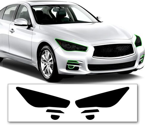 Pre-Cut Headlight Foglight & Turn Signal Tint Kit Compatible with Infiniti Q50 & Q50S 2014-2022 | Precision Cut Stretchable PPF Vinyl Overlay Cover Wrap (Dark Smoke) in Saudi Arabia