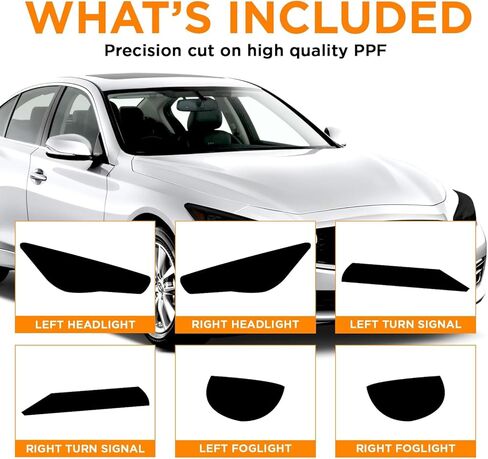 Pre-Cut Headlight Foglight & Turn Signal Tint Kit Compatible with Infiniti Q50 & Q50S 2014-2022 | Precision Cut Stretchable PPF Vinyl Overlay Cover Wrap (Dark Smoke) in Saudi Arabia