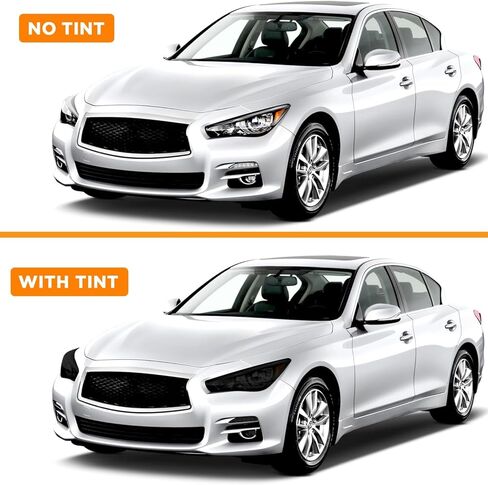 Pre-Cut Headlight Foglight & Turn Signal Tint Kit Compatible with Infiniti Q50 & Q50S 2014-2022 | Precision Cut Stretchable PPF Vinyl Overlay Cover Wrap (Dark Smoke) in Saudi Arabia