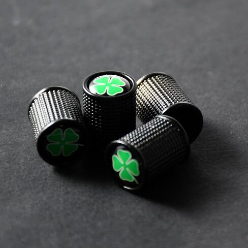 (Set of 4) Auto Tire Valve Stem Cap Cover with Four-Leaf Clover Emblem, Lucky Badge for Car Pickup Trunk Motorcycle Exterior Decal Trim Accessories in Saudi Arabia