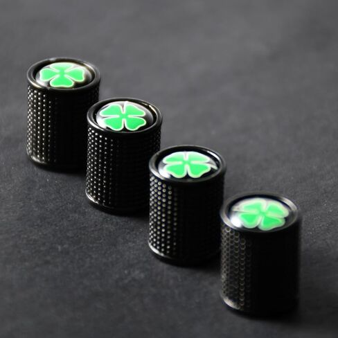 (Set of 4) Auto Tire Valve Stem Cap Cover with Four-Leaf Clover Emblem, Lucky Badge for Car Pickup Trunk Motorcycle Exterior Decal Trim Accessories in Saudi Arabia