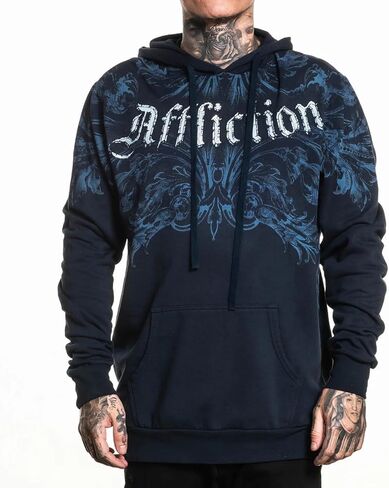 بلوفر بقلنسوة للرجال من Affliction، تصميم جرافيك، كم طويل in Kuwait