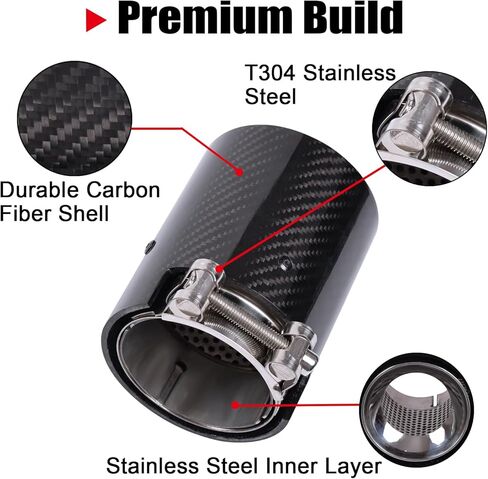مجموعة مكونة من 4 قطع من أطراف عادم ألياف الكربون لسيارات BMW F87 M2 F80 M3 F82 F83 M4 F10 M5 F12 F13 F06 M6، طرف أنبوب عادم الطبقة الداخلية من الفولاذ المقاوم للصدأ (2011-2021) in Kuwait