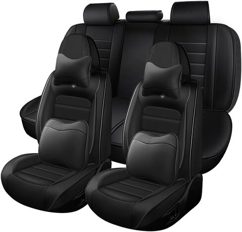 Leather Car Seat Covers for Volvo S60 2025,Waterproof Soft Seat Covers,Interior Accessories Seat Covers Protector Airbag Compatible(5pcs Black Luxury) in Saudi Arabia