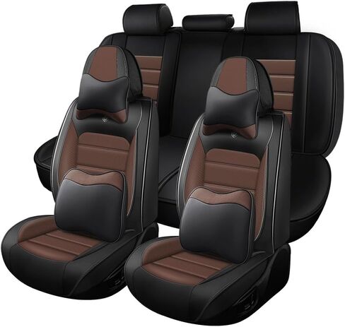 Leather Car Seat Covers for Volvo S60 2025,Waterproof Soft Seat Covers,Interior Accessories Seat Covers Protector Airbag Compatible(5pcs Black Luxury) in Saudi Arabia