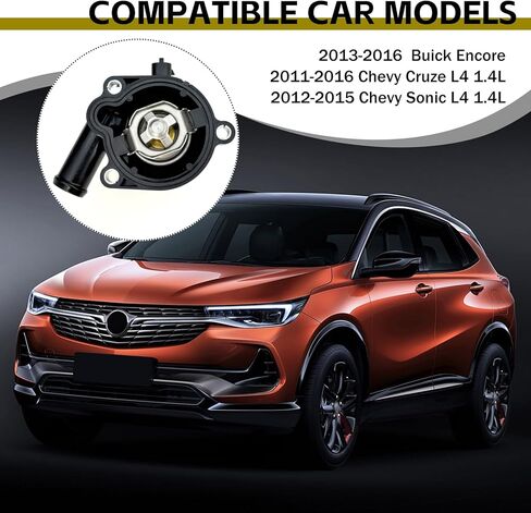 مجموعة مبيت منظم حرارة سائل تبريد المحرك، متوافقة مع Chevy Cruze Limited 1.4L 2011-2016، Encore 2013-2016، Chevy Sonic 2012-2015، استبدل OEM # 55565336/55579010/55593034/902-808 in Saudi Arabia