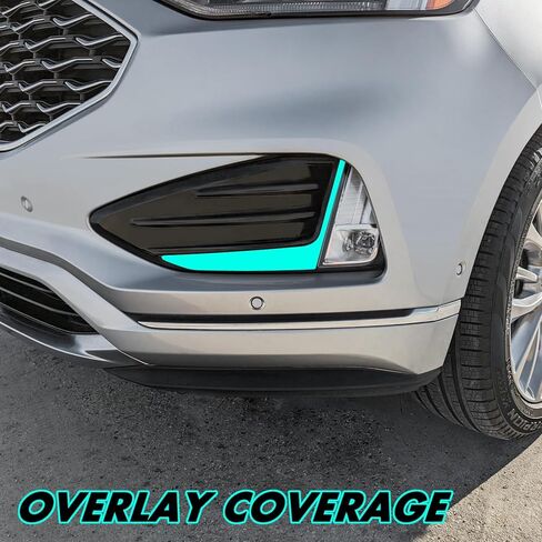 SlickMod Chrome Delete Blackout Vinyl Overlay for 2019-2024 Ford Edge Foglight Trim (Gloss Black) in Saudi Arabia