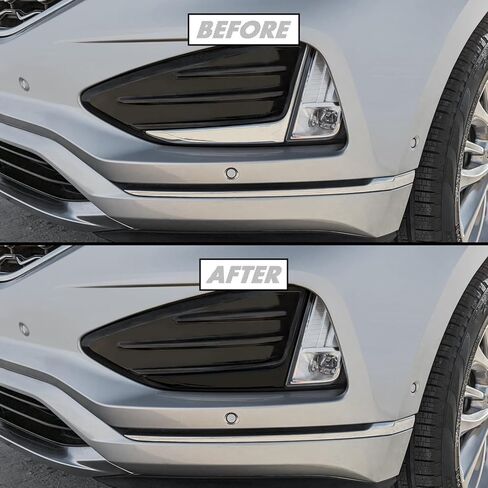 SlickMod Chrome Delete Blackout Vinyl Overlay for 2019-2024 Ford Edge Foglight Trim (Gloss Black) in Saudi Arabia