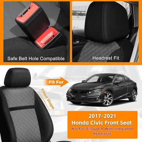 Front Seat Covers Compatible with 2017-2021 Honda Civic Sedan/Coupe LX, EX, EX-T, EX-L, Sport, Touring, Not for Si/Type R in Saudi Arabia