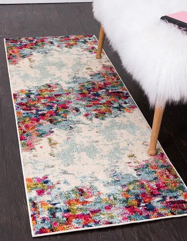 Unique Loom Chromatic Collection Area Rug - Joyous (2' x 8' Runner Multi/Blue) in Saudi Arabia