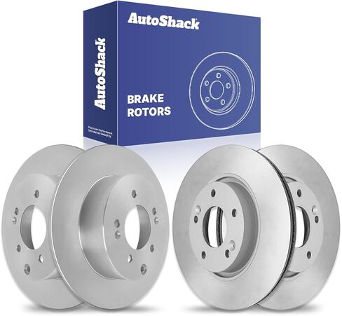 AutoShack Front Vented & Rear Solid Drilled & Slotted Silver Zinc Coated Brake Rotors 4-PC Set Replacement for 2010-2013 Kia Forte 2010-2011 Kia Soul SilverShield Pro in Saudi Arabia