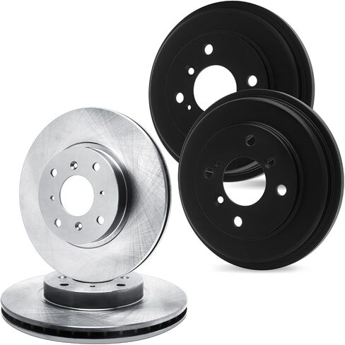 R1 Concepts Front and Rear Brake Rotors and Drum Set For 2001 Kia Sephia, 2001-2003 Kia Spectra| Blank Brake Rotors| Brakes and Rotors in Saudi Arabia