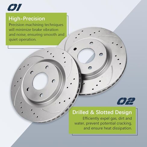 Rear Brake Rotors Compatible with 2010 Buick Allure, 2010-2016 Lacrosse, 2011-2017 Regal, Cadillac CT5 CT6 XTS, Chevy Camaro Impala Malibu Limited, Saab 9-5 Drilled Slotted Brakes, 12.4" Rotor in Kuwait