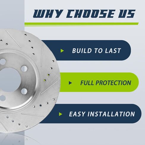 Rear Brake Rotors Compatible with 2010 Buick Allure, 2010-2016 Lacrosse, 2011-2017 Regal, Cadillac CT5 CT6 XTS, Chevy Camaro Impala Malibu Limited, Saab 9-5 Drilled Slotted Brakes, 12.4" Rotor in Kuwait