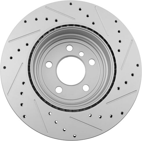 TRQ Rear Brake Rotor Set G Coated Vented Drilled and Slotted Compatible with 2012-2013 2014-2015 2016 BMW 335i 2013 BMW ActiveHybrid 3 2014-2016 BMW 335i GT xDrive in Saudi Arabia