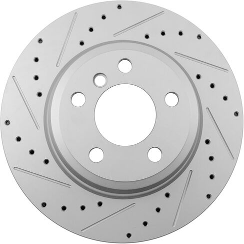 TRQ Rear Brake Rotor Set G Coated Vented Drilled and Slotted Compatible with 2012-2013 2014-2015 2016 BMW 335i 2013 BMW ActiveHybrid 3 2014-2016 BMW 335i GT xDrive in Saudi Arabia