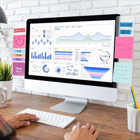 Computer Monitor Memo Board, 1 Pack Dry Erase Whiteboard for PC Screen & Desk, Sticky Notes Holder for Home Office Organization, Clear Reminder Message Board for Family, Work, School Accessories in Saudi Arabia