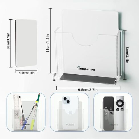 Homakover Office Supplies Magnetic Acrylic Pen Holder Organizer Cubicle Wall Mounted, Dry Erase Marker Pocket Storage Holder for Whiteboards Refrigerator (Clear) in Saudi Arabia