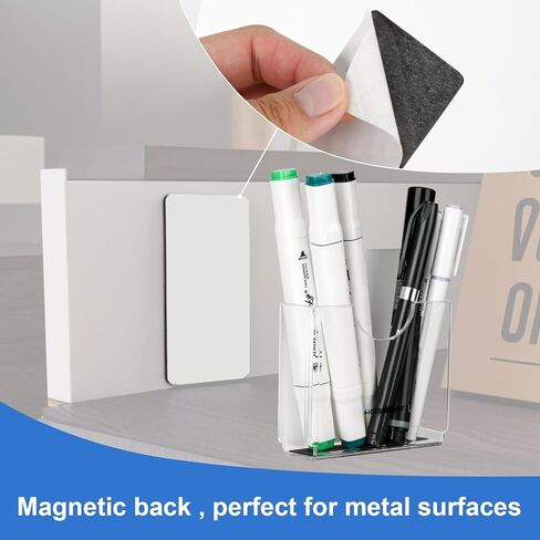Homakover Office Supplies Magnetic Acrylic Pen Holder Organizer Cubicle Wall Mounted, Dry Erase Marker Pocket Storage Holder for Whiteboards Refrigerator (Clear) in Saudi Arabia
