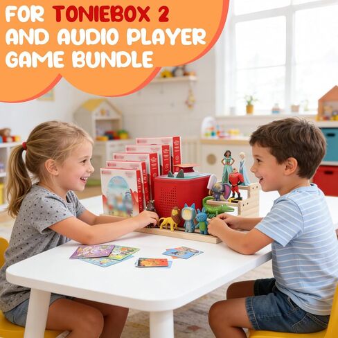 رف تخزين Toniebox 1/2 لشخصيات Tonieplay، منظم خشبي للعبة Tonieplay - 5 حزم ألعاب Tonies (3 كبيرة + 2 صغيرة)، حامل لملحقات وحدة التحكم Tonieplay in Kuwait