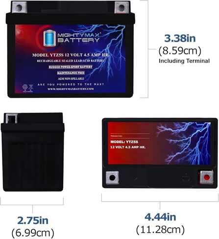 Mighty Max Battery YTZ5S 12V, 4.5Ah, AGM, Replacement Battery Compatible with KTM 250 EXC 4-Stroke Offroad Motorcycle 03 in Saudi Arabia