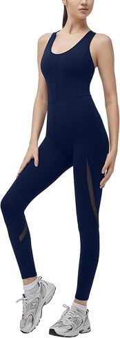 Women’s Racerback Yoga Workout Jumpsuits Sleeveless Fitness Onesie Gym Bodysuits Butt Lifting Backless Bodycon in Saudi Arabia