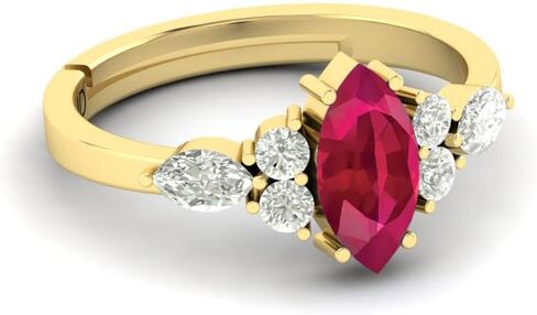 10X5 MM Amethyst Gemstone Statement Gold Plated Ring For Women & Men in Saudi Arabia
