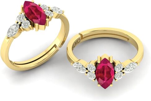 10X5 MM Amethyst Gemstone Statement Gold Plated Ring For Women & Men in Saudi Arabia