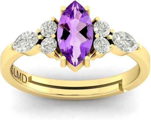 10X5 MM Amethyst Gemstone Statement Gold Plated Ring For Women & Men in Saudi Arabia