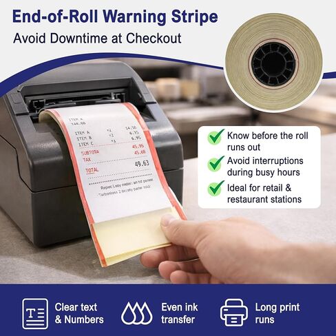 لفات ورق إيصالات خالية من الكربون مكونة من طبقتين مقاس 3 بوصات × 95 بوصة باللون الأبيض/الكناري - متوافقة مع Epson ERC-30 / ERC-34 / ERC-38 - 10 لفات + شريط طابعة بديل من Vonlyst in Kuwait