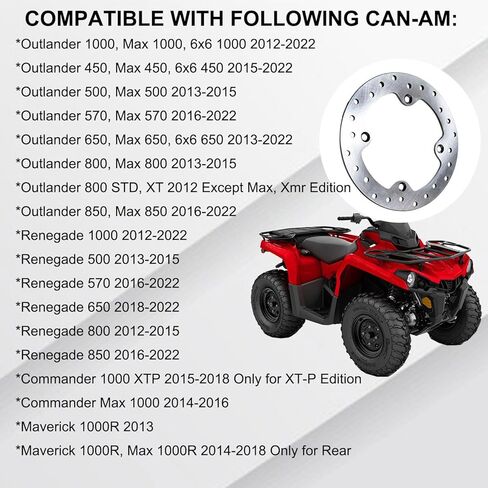 Front or Rear Brake Rotor Disc Compatible with Can Am ATV UTV Outlander Renegade Commander Maverick 1000 850 800 650 570 500 450 Max 6x6 Direct Replacement Stainless Steel OEM # 705600999 in Saudi Arabia