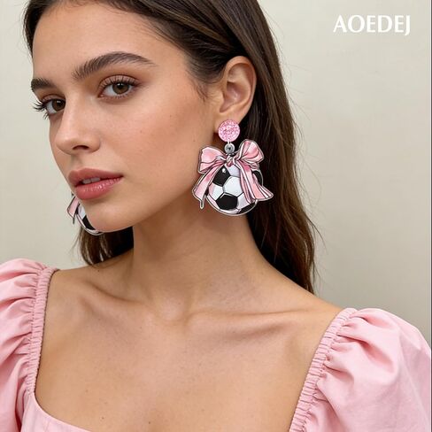 Aoedej 4 أزواج كرة القدم ترصيع الأقراط كرة القدم القرط سبيكة كرة القدم مجموعة مجوهرات للنساء الرجال لاعب مروحة الهدايا ثقب المجوهرات in Kuwait