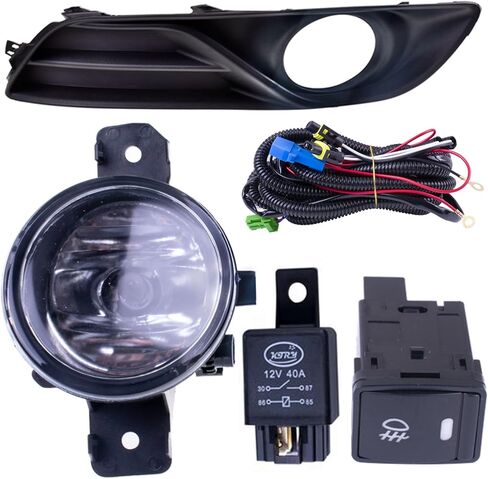 One Set Fog Light Lamps + Covers + Switch + Wiring Compatible With Nissan Sentra 2013-2015 Replaces NI1038123 NI1039123 622573SH0A 622563SH0A NI2592122 NI2593122, black in Saudi Arabia