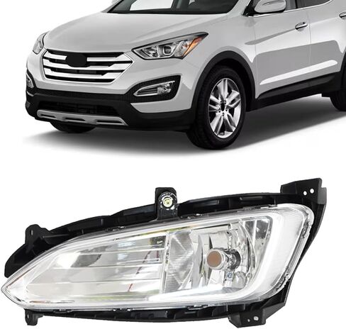 Halogen Bumper Fog Lamps Compatible with Hyundai Santa Fe Sport 2013-2016 Clear Len Fog Lights Assembly W/Bulbs HY2592141 922014Z000 HY2593141 922024Z000 (LH+RH) in Saudi Arabia