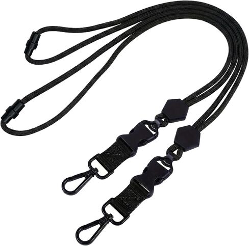 Breakaway Lanyards for ID Badges, Adjustable Round Cord Heavy Duty Lanyard with Metal Hook, Safety Key Lanyard Neck Strap for Cruise Keys Card Holder Teachers Black, 2 Pack in Kuwait