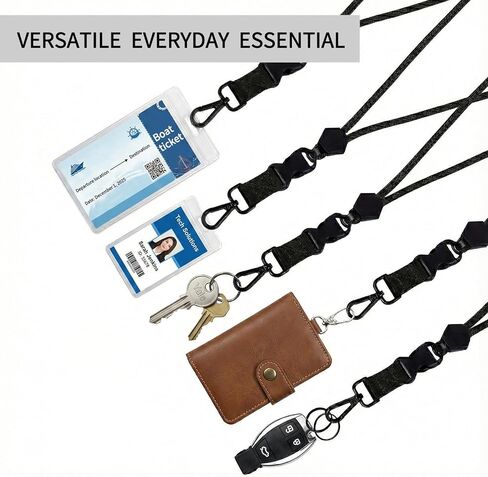 Breakaway Lanyards for ID Badges, Adjustable Round Cord Heavy Duty Lanyard with Metal Hook, Safety Key Lanyard Neck Strap for Cruise Keys Card Holder Teachers Black, 2 Pack in Kuwait