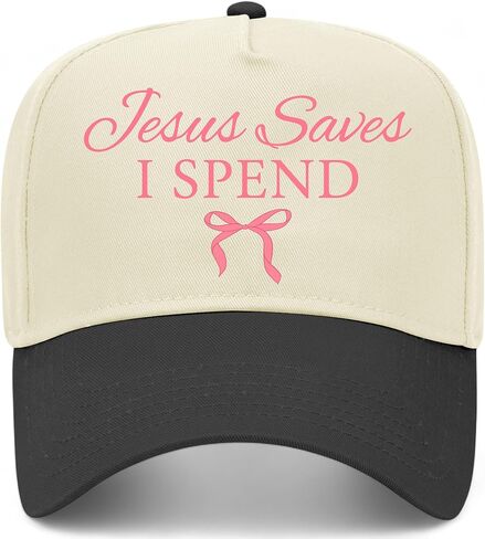 Jesus Saves I Spend Bow Hat | Premium Adjustable Snapback Baseball Trucker Hats for Men & Women in Saudi Arabia
