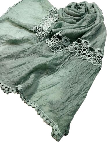 Shanlin Cotton Blend Solid Color Scarves with Elegant Lace Edge for Women in Saudi Arabia