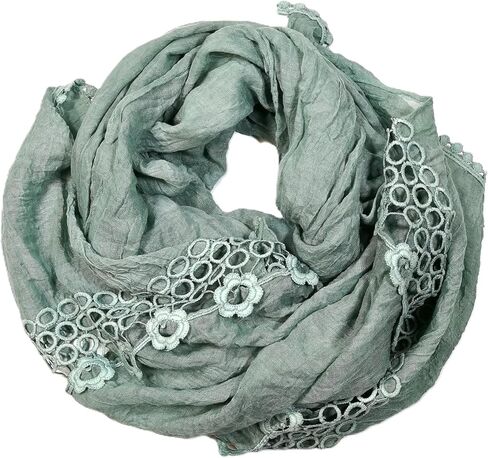 Shanlin Cotton Blend Solid Color Scarves with Elegant Lace Edge for Women in Saudi Arabia