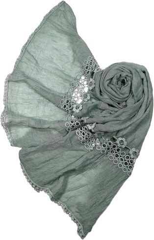 Shanlin Cotton Blend Solid Color Scarves with Elegant Lace Edge for Women in Saudi Arabia